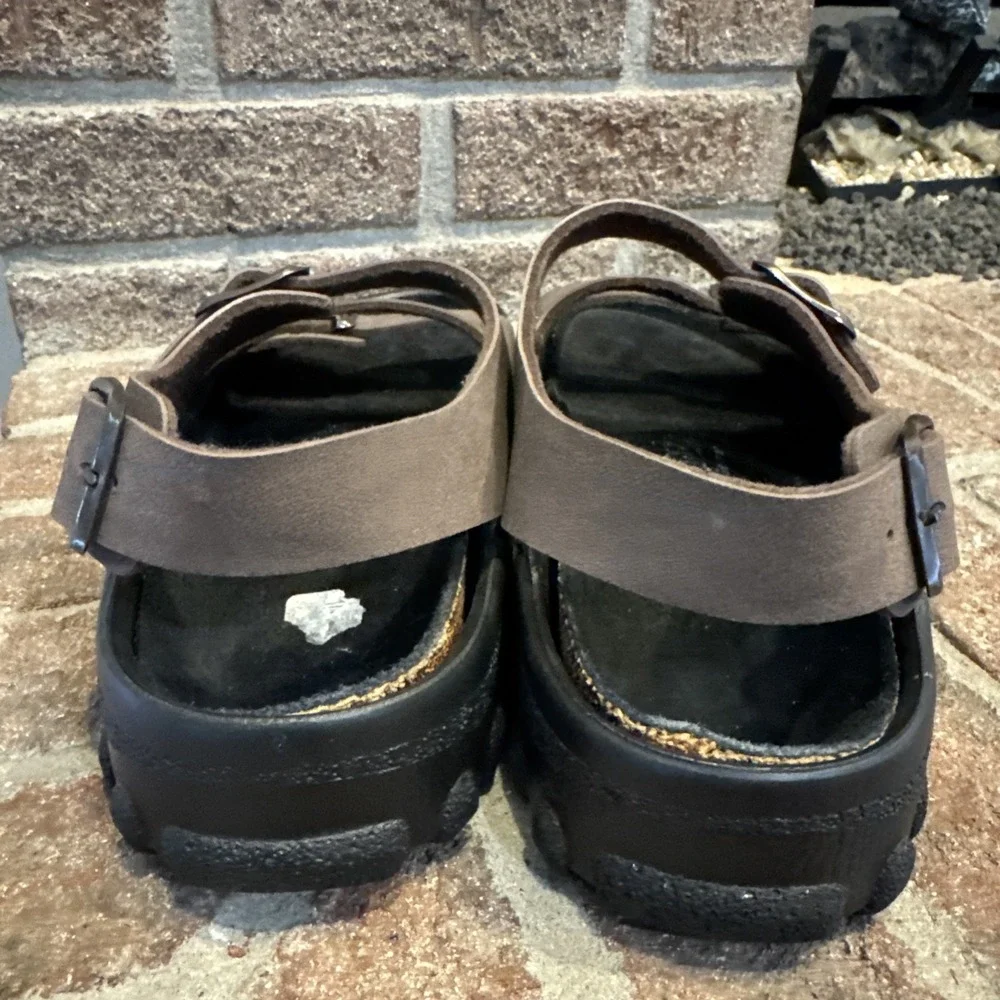 Birkenstock Tatami Sandals Mens Size 10 Brown Leather Buckle Fisherman #N475